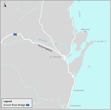 Groom River Bridge map Feb 2024