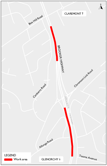 Brooker Highway Claremont Link Road map Jan 2024