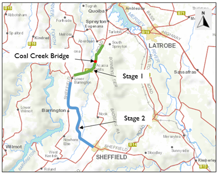 Coal Creek Bridge map February 2024 