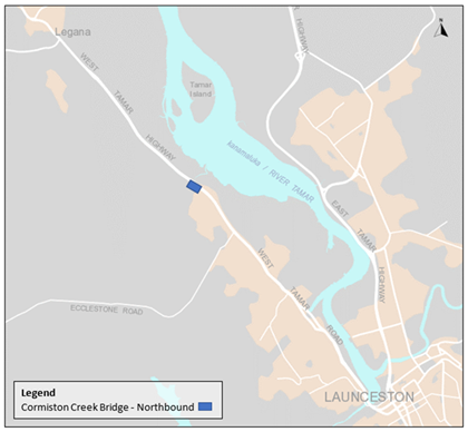 Cormiston Creek Bridge map Feb 2024 